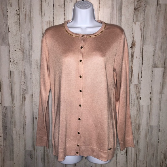 Calvin Klein Sweaters - Calvin Klein Vintage Rose Chain Neck Cardigan